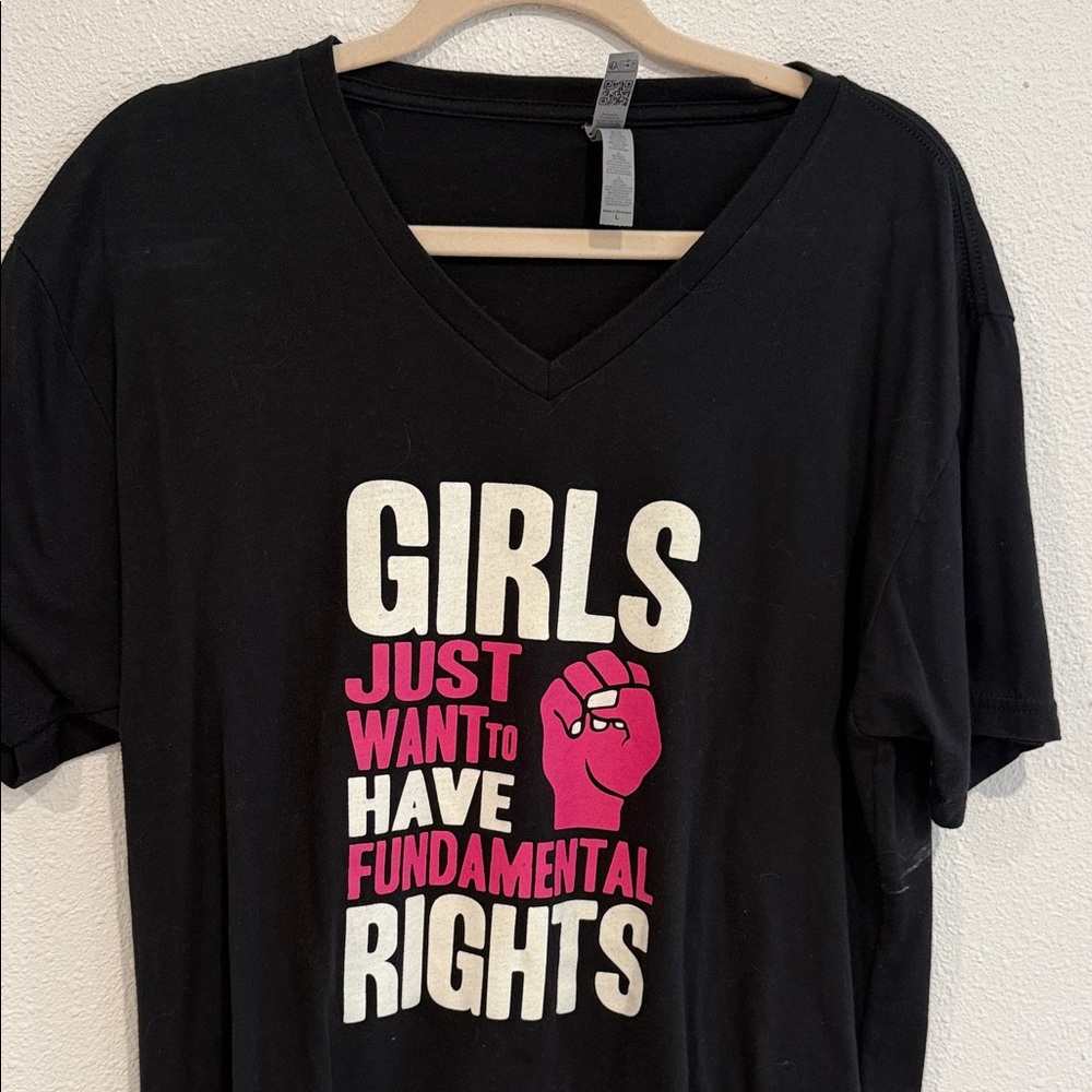 Next Level Apparel Black Tee with Pink & White Graphic